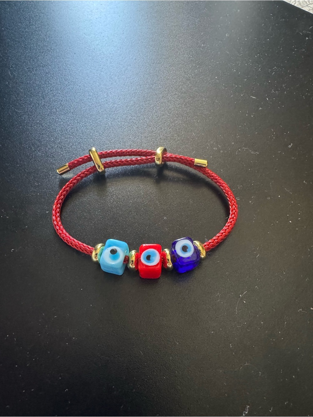 Kids Red Braided Cord Bracelet with Colorful Bead Charms